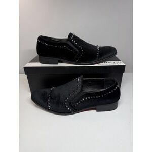 Moretti Black Label Men's Studded Velvet Loafers Size 9.5